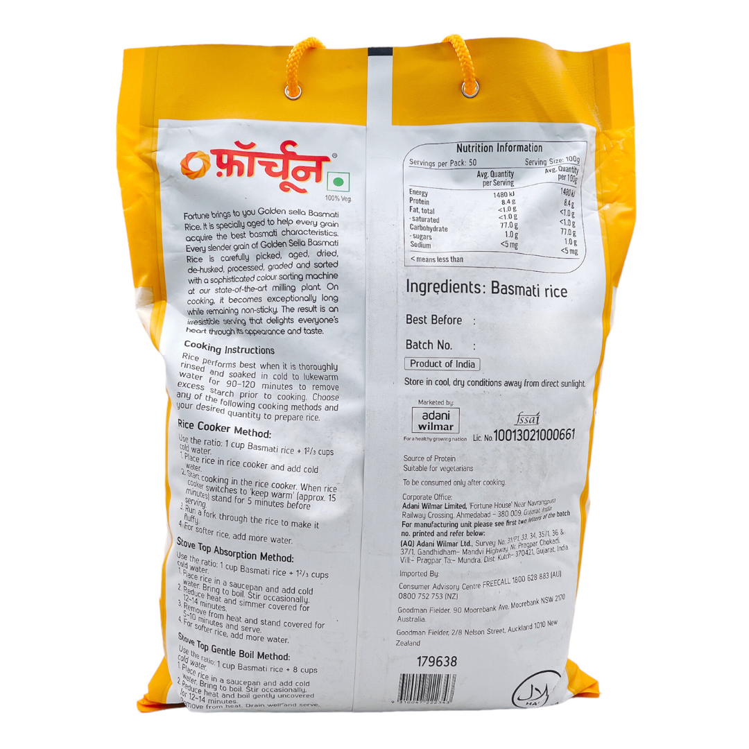 Fortune Golden Sella Basmati Rice 5Kg