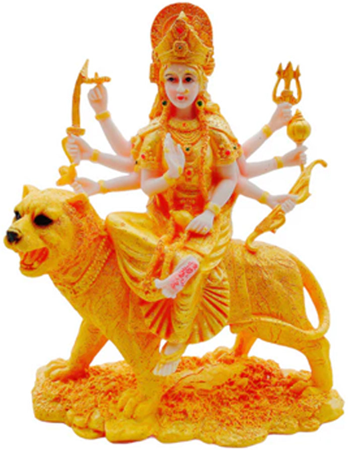 Golden Durga Lion Idol/ Statue/ Murti F 237 Size:23X10.5X2Cm (12