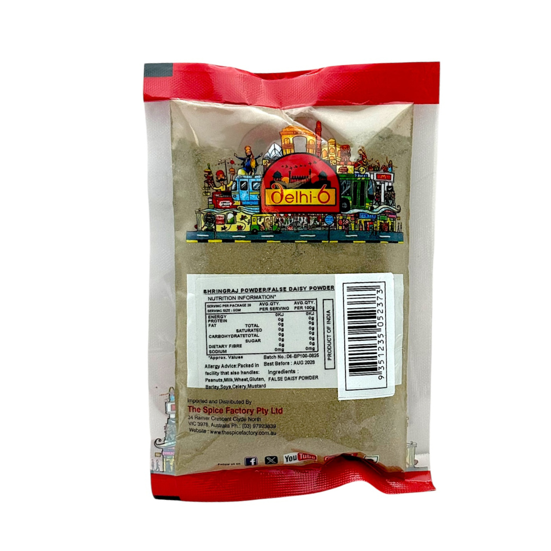 Delhi 6 Bhringraj Powder | Herb For Hair Growth, Liver Health & Vitality 100gm | HEA513 | 9351235052373