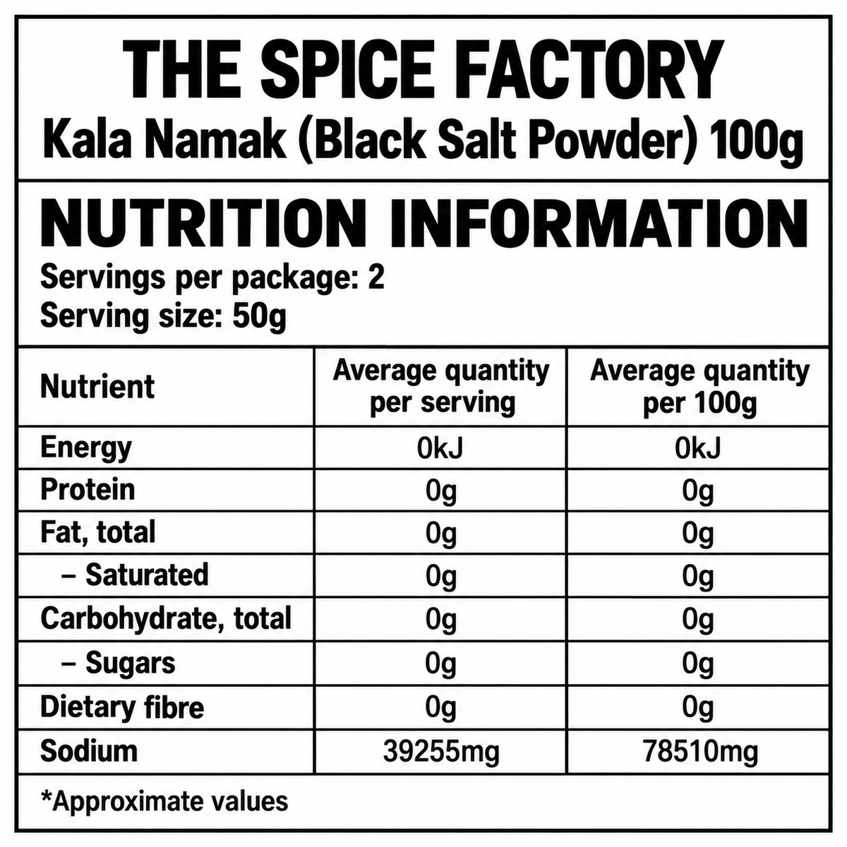 TSF Black Salt Powder 100g | Kala Namak | Indian Black Salt