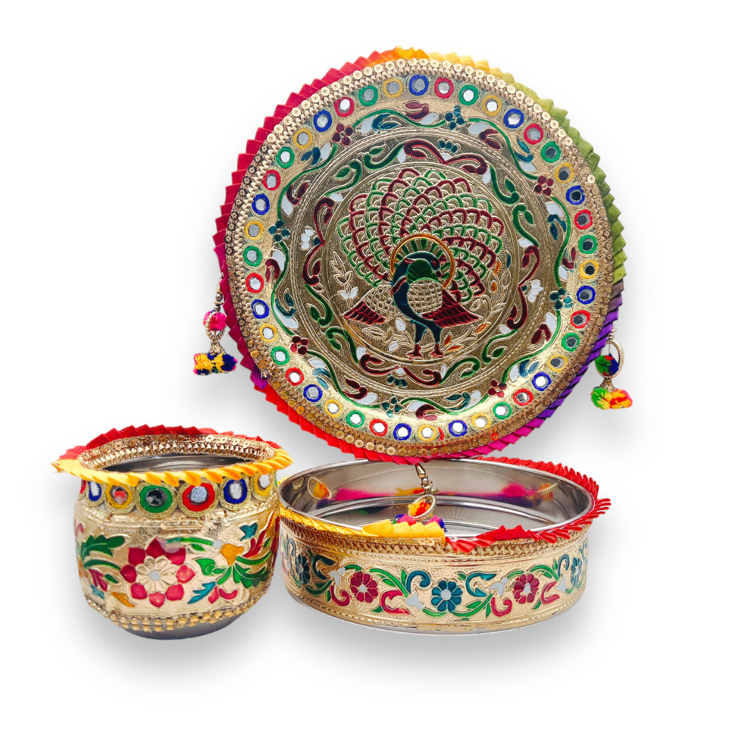 Karva Chauth Decorative Pooja Thali Set (Lightweight)/ Normal- 9351235053912