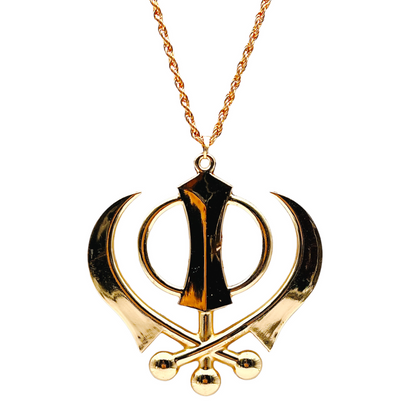 Khanda With Chain Car Hanging Silver Big-(9351235049212)