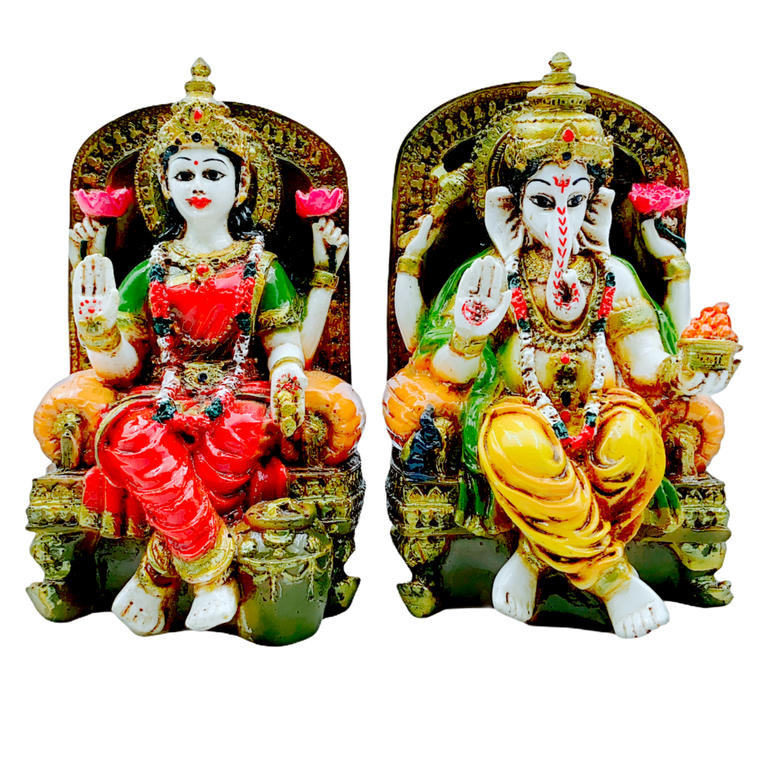 Laxmi Ganesh  (4.5" X 5" X 7")-Statue/ Idol/ Murti