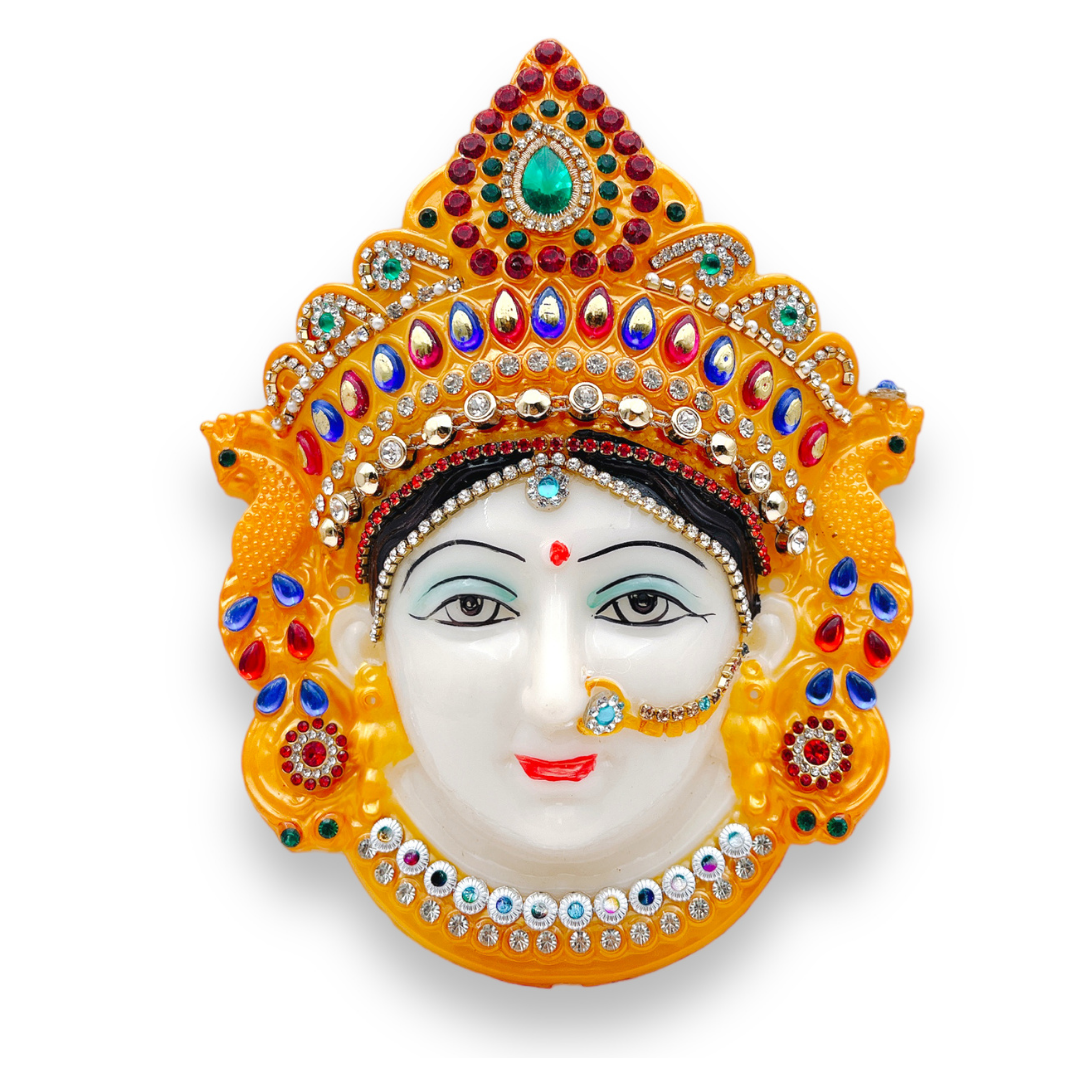 Decorative Durga/ Mata Rani/ Devi Goddess Pooja Face Idol/ Wall Hanging/ Stonework Design 6''-9351235051444