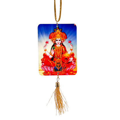 Laxmi Mata Wooden Car Hanging with Picture 1Pc