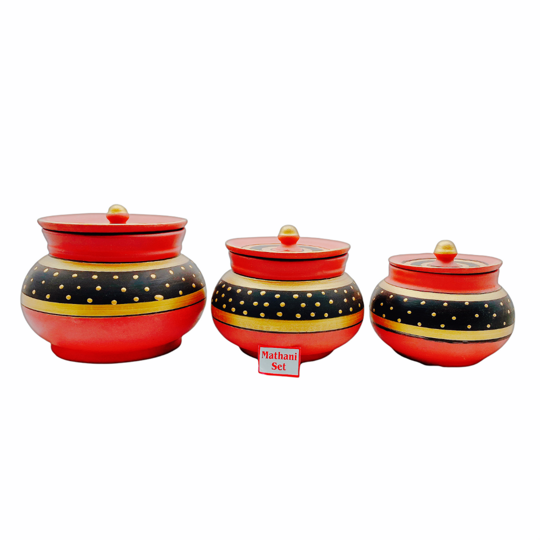 Buy Clay Mathani Set With Golden Painting Set (800ml,1.5ltr,2ltr ...