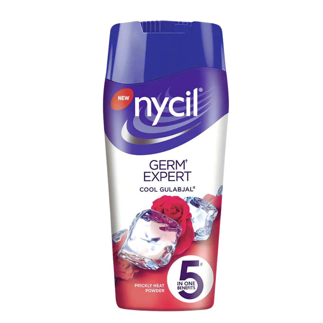 Nycil Cool Gulab Talc | Germ Expert | Cool Herbal Prickly Heat Powder 200g