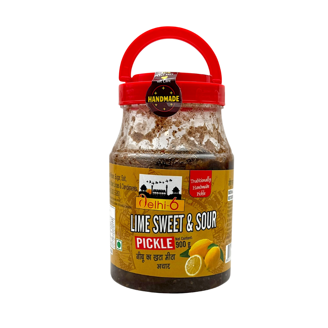 Delhi 6 Lime Sweet & Sour Pickle | Nimboo Ka Khatta Mitha Achar | 20% Less Salt and Handmade | Traditionally Homemade Pickle | Swad Ki Potli 900g