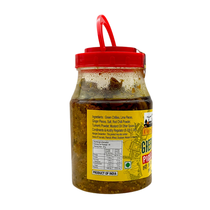 Delhi 6 Rajasthani Green Chilli Pickle | Hari Mirch Ka Achar | 20% Less Salt and Handmade | Traditionally Homemade Pickle | Swad Ki Potli 900g- 9351235052779