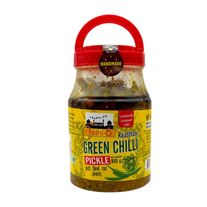 Delhi 6 Rajasthani Green Chilli Pickle | Hari Mirch Ka Achar | 20% Less Salt and Handmade | Traditionally Homemade Pickle | Swad Ki Potli 900g- 9351235052779