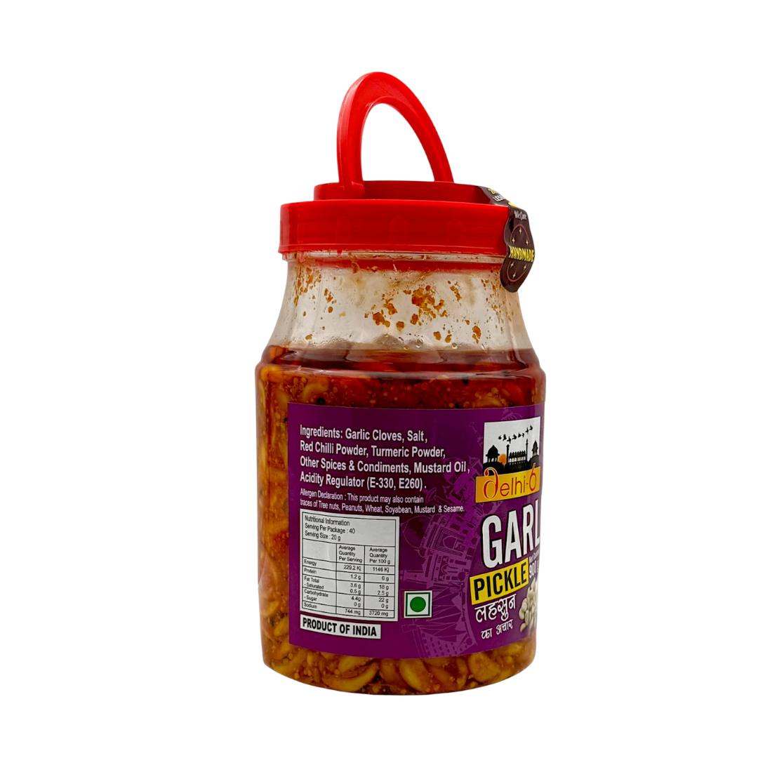 Delhi 6 Garlic Pickle | Lahsun Ka Achar | 20% Less Salt | Traditionally Homemade Pickle | Swad Ki Potli 900g- 9351235052731