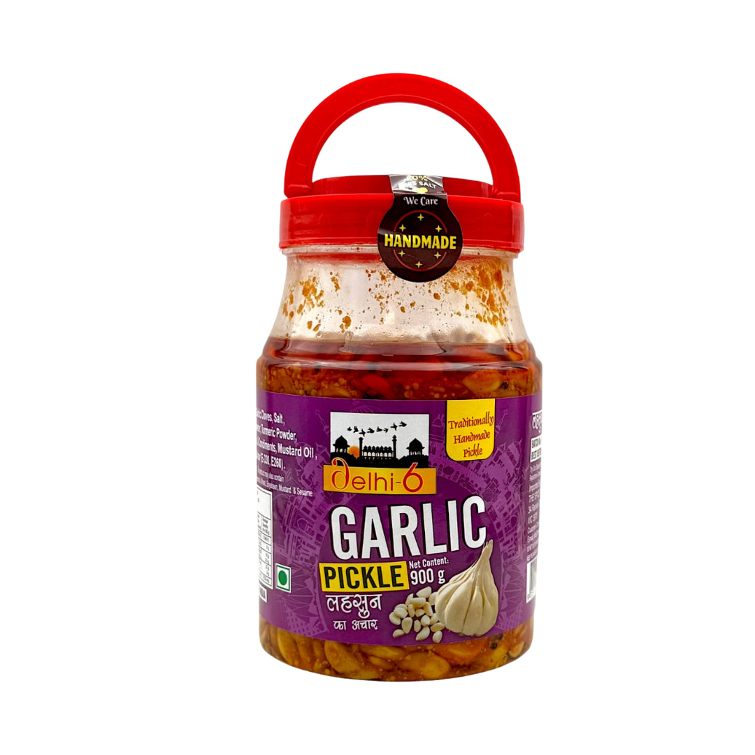 Delhi 6 Garlic Pickle | Lahsun Ka Achar | 20% Less Salt | Traditionally Homemade Pickle | Swad Ki Potli 900g- 9351235052731