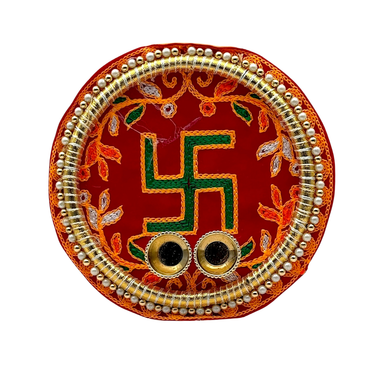 Fancy Swastik Pooja Thali / Puja Plate- Size 6''- Style E | 9351235058474