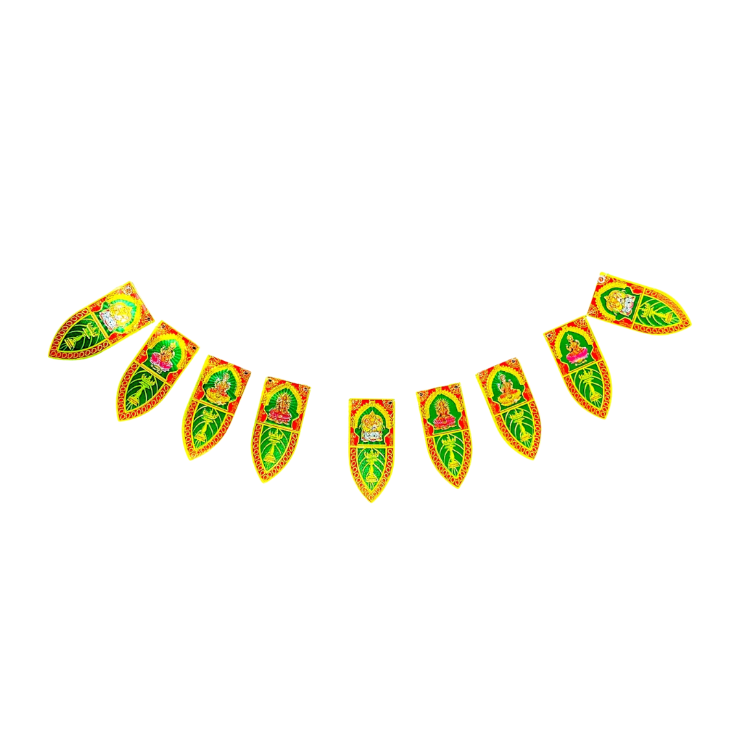 Plastic Toran with Ganesh & Leaf Design Hindu God Prints TT-03 (3 Feet)- 9351235051376