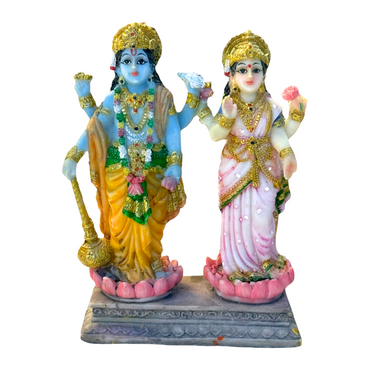 Lakshmi Narayan | Lakshmi Vishnu Set – Divine Couple on Platform Idol/ Murti/ Statue- Size:  8*3.5*11.5CM (3.15in x 1.38in x 4.53in)- Model No: 211-3- 9351235055206