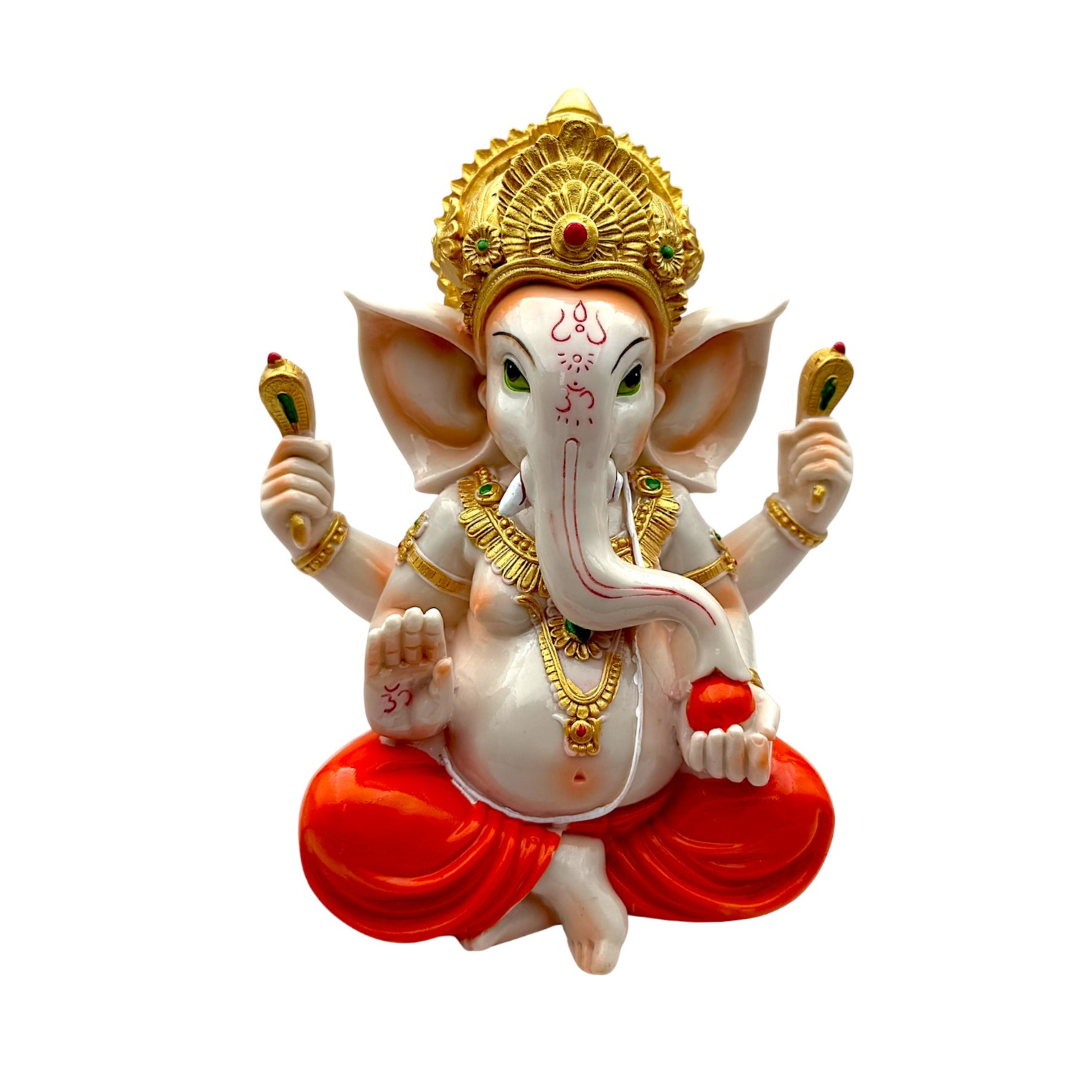 Lord Raja Ganesha– Sitting Pose with Modak & Blessing Hand Idol/ Statue/ Murti- Size: 16*13*24CM (6.3in x 5.12in x 9.45in)- Model: GOD 33444-1-1- 9351235054971