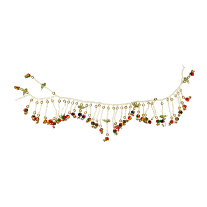 Handicrafted Vandanwar Pearl Toran with Colourful Pom-Poms & Leaf Charms Garland/ Door Hanging Wandhanwaar/ Latkan for Decoration (Style No 3)- 9351235058863
