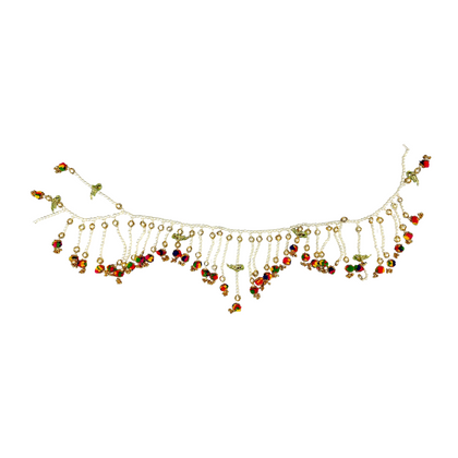 Handicrafted Vandanwar Pearl Toran with Colourful Pom-Poms & Leaf Charms Garland/ Door Hanging Wandhanwaar/ Latkan for Decoration (Style No 3)- 9351235058863