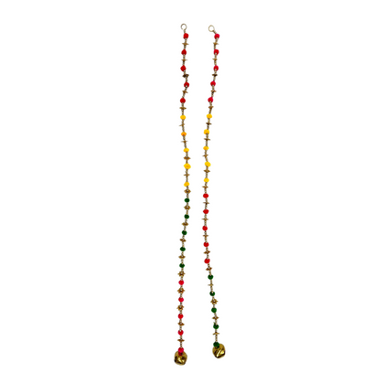 Traditional Pom-Pom & Bell Toran/ Wandanwar Garland/ Door Hanging / Latkan for Decoration (Set of 2)- 9351235058849