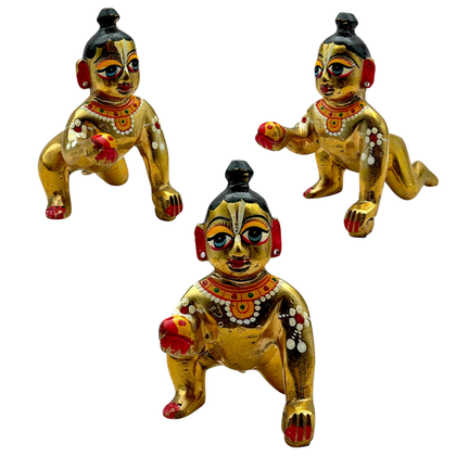 Laddu Gopal Brass Large Size Idol | Design No 4 | Premium Finish | Size- 4.3'' x 3.5''- 9351235054902