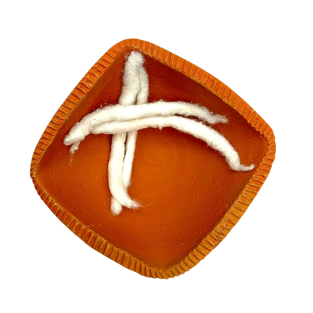 Clay Diya Char Mukhi Plain Single Piece (1Pc)- 9351235015613
