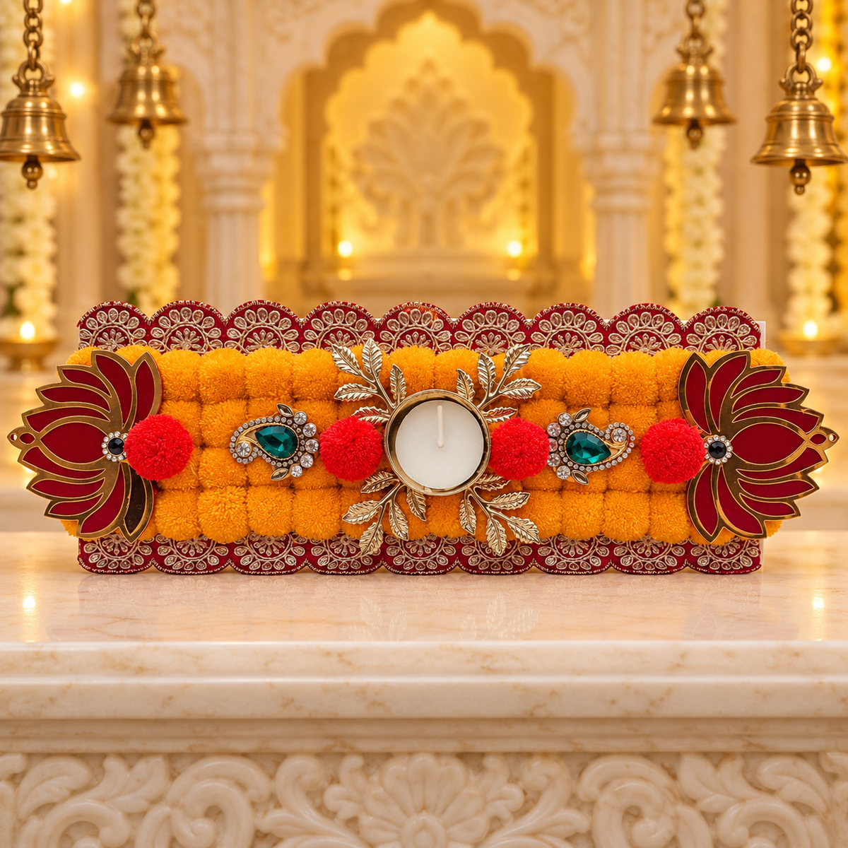 Decorative Rangoli Floor Mat | Traditional Indian Rangoli Design | Reusable Diwali, Pooja & Home Floor Decoration | Size: 13" × 4" | Code: BSS-125 | 9351235063188
