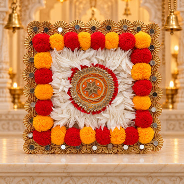 Decorative Rangoli Floor Mat | Traditional Indian Rangoli Design | Reusable Diwali, Pooja & Home Floor Decoration | Size: 11" × 11" | Code: PD-22 | 9351235063140