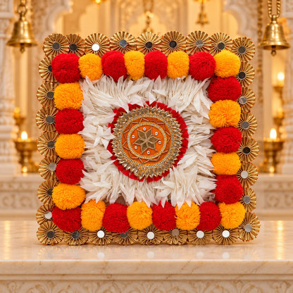 Decorative Rangoli Floor Mat | Traditional Indian Rangoli Design | Reusable Diwali, Pooja & Home Floor Decoration | Size: 11" × 11" | Code: PD-22 | 9351235063140
