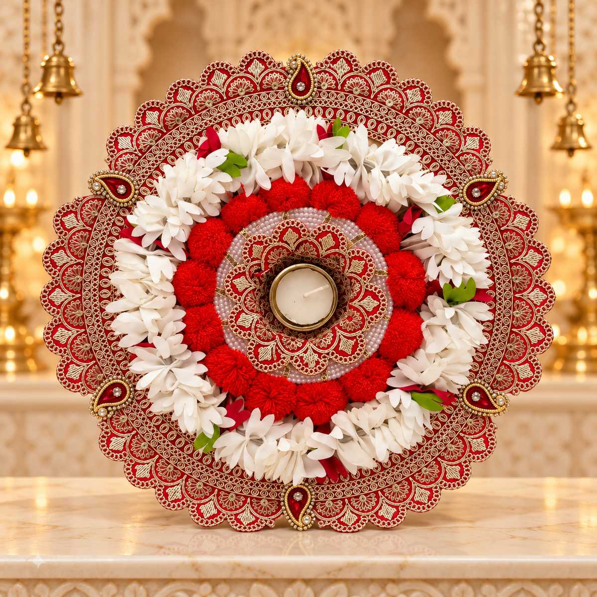 Decorative Rangoli Floor Mat | Traditional Indian Rangoli Design | Reusable Diwali, Pooja & Home Floor Decoration | Size: 12" | Code: BSS-103 | 9351235063126