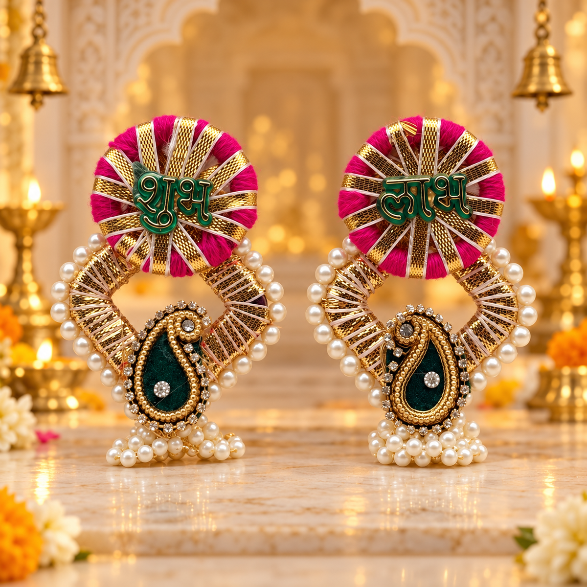 Shubh Labh Decorative Sign | Auspicious Hindu Door & Wall Hanging Decoration | Diwali, Pooja, Mandir & Festive Home Décor | Code: BSS-501 | 9351235063072