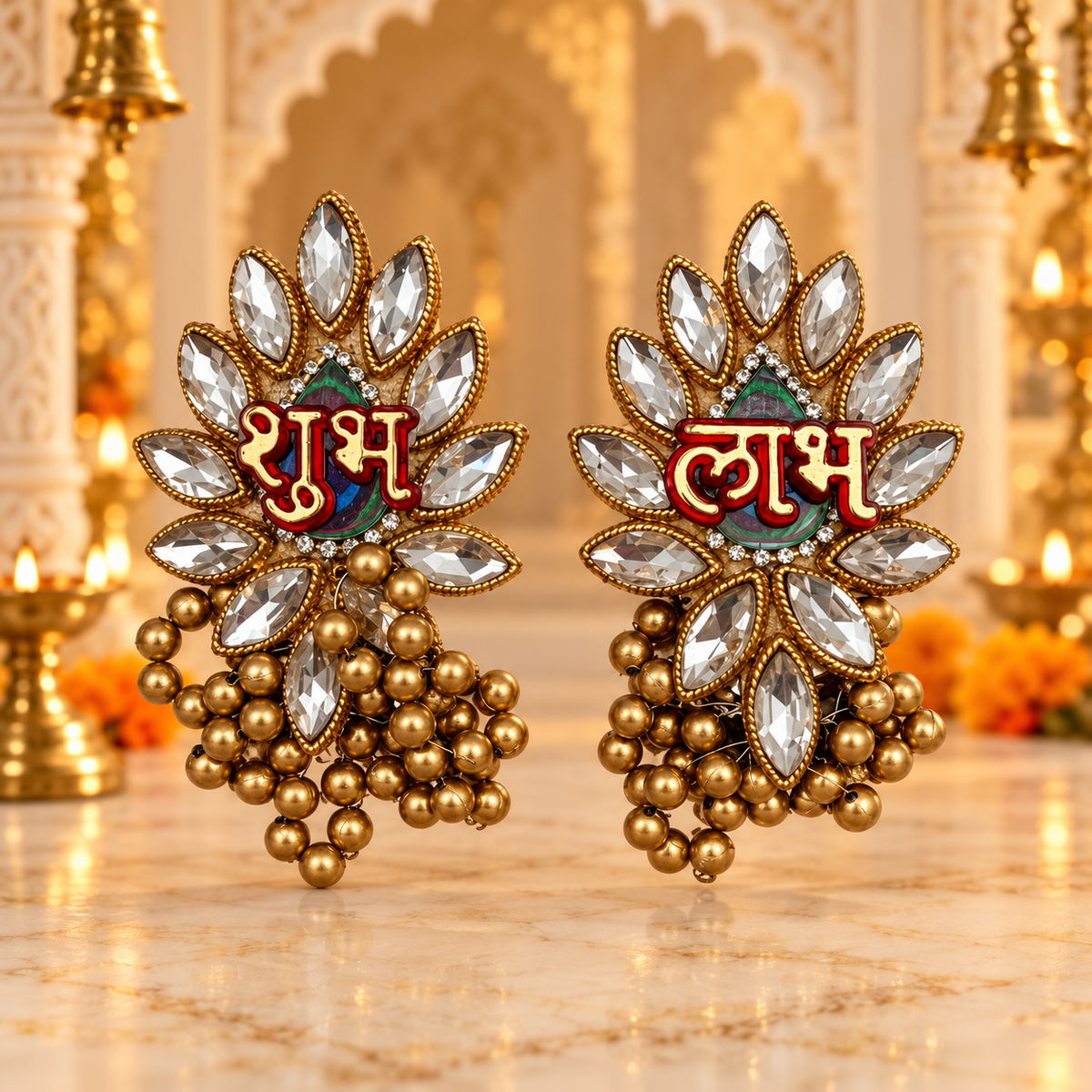 Shubh Labh Decorative Sign | Auspicious Hindu Door & Wall Hanging Decoration | Diwali, Pooja, Mandir & Festive Home Décor | Code: CS-127 | 9351235063041