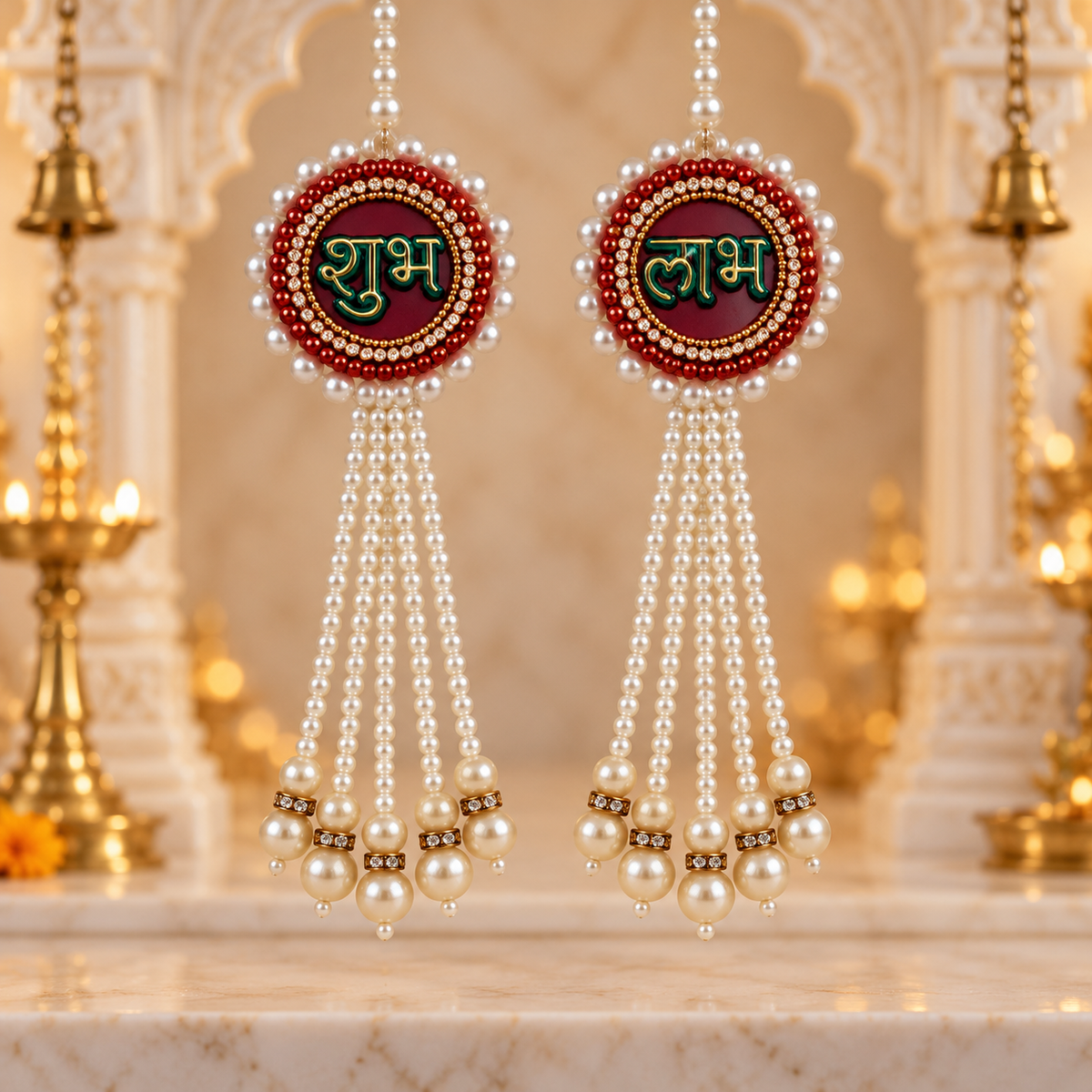 Shubh Labh Decorative Sign | Auspicious Hindu Door & Wall Hanging Decoration | Diwali, Pooja, Mandir & Festive Home Décor | Code: V-724 | 9351235063010