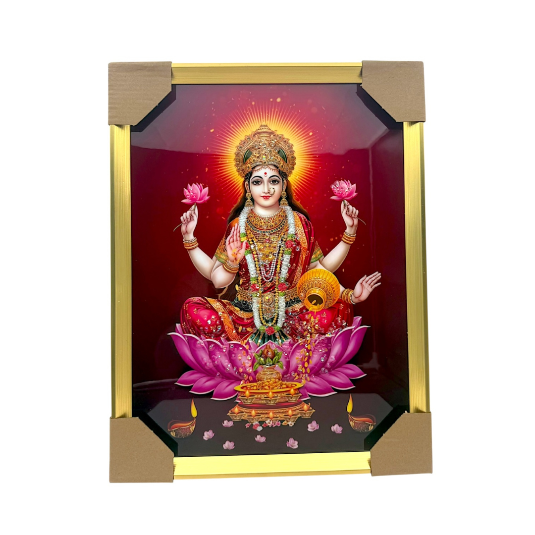 Goddess Lakshmi Photo Frame – Lotus of Wealth Diwali Edition  | 33*43CM (13"*17") | Decorative Painting  JC334311-12 - 9351235057040