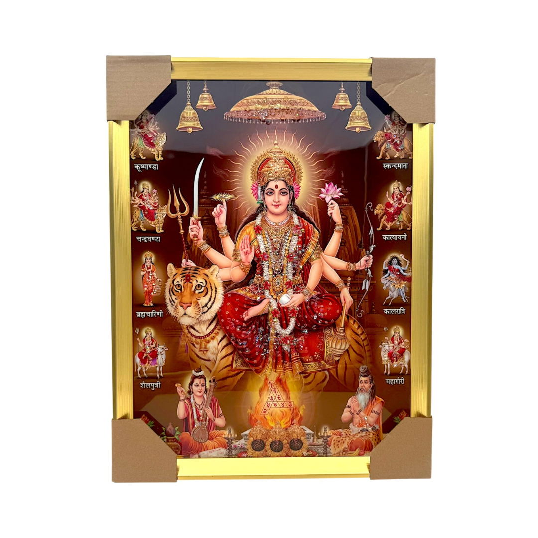 Maa Durga with 9 Forms Photo Frame – Golden Aura Edition | 33*43CM (13"*17") | DECORATIVE PAINTING  JC334311-11 - 9351235057033