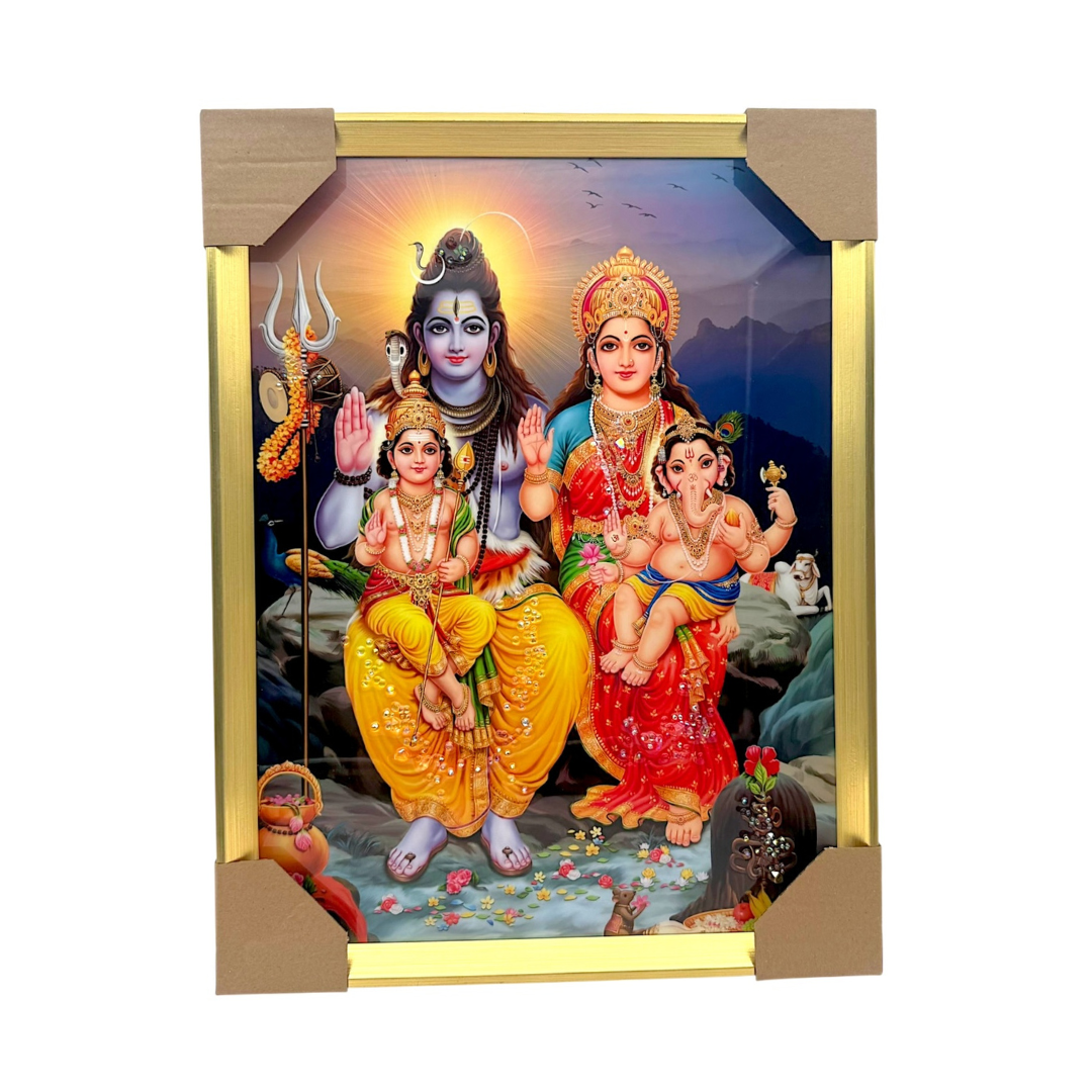 Shiv Parvati with Ganesh and Kartikeya Photo Frame  | 33*43CM (13"*17") | Decorative Painting JC334311-2 - 9351235056944