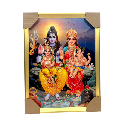 Shiv Parvati with Ganesh and Kartikeya Photo Frame  | 33*43CM (13"*17") | Decorative Painting JC334311-2 - 9351235056944