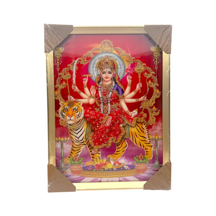 Maa Durga Photo Frame – Divine Warrior Goddess  | 30*40 (11.81in x 15.75in) | Decorative Picture - 9351235056333