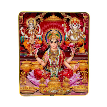 Laxmi Ganesh Saraswati Photo Frame – Divine Trio Blessings  | 20*24cm (8"*9.5") | Decorative Painting JC2024B-3 with Stand - 9351235056791