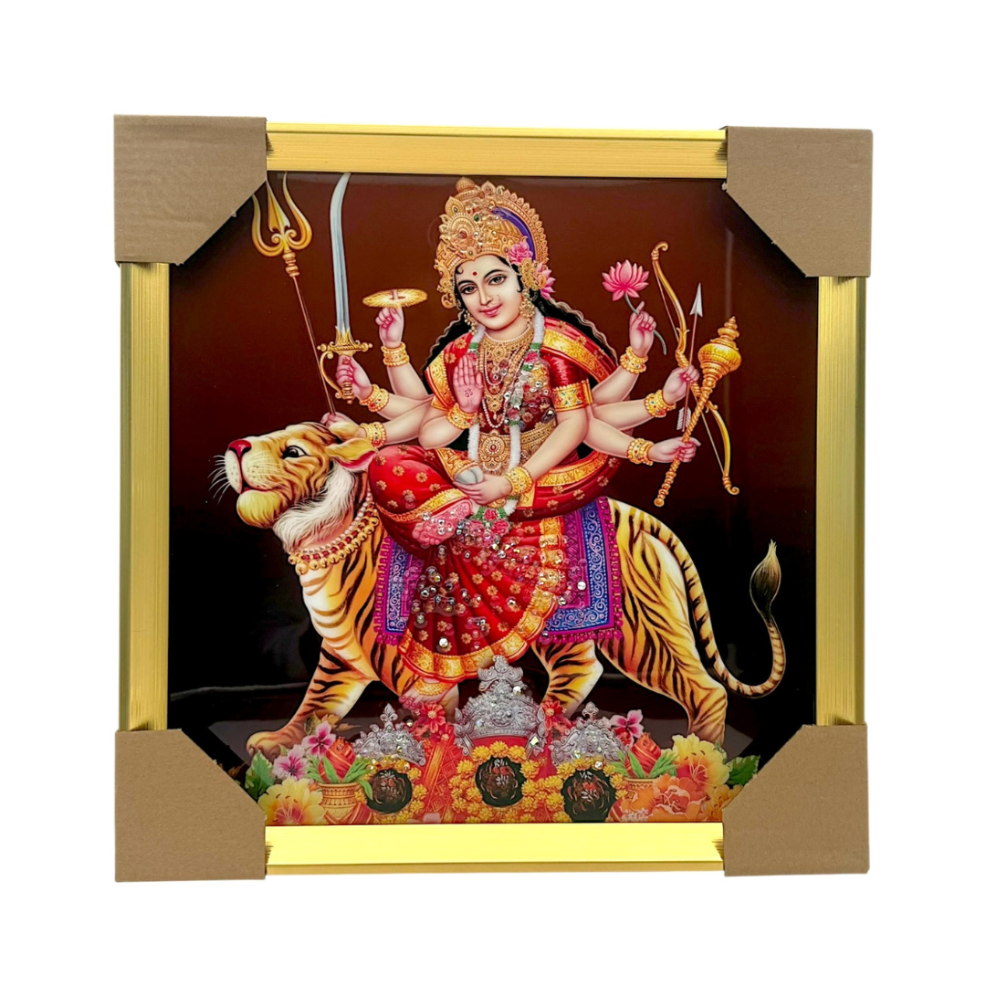 Maa Durga Photo Frame – Victory Over Evil Edition | 33*33CM (13"*13") | Decorative Painting | JC333311-3 - 9351235056876