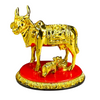 Kamdhenu Cow Idol/ Statue/Murti – Gold Finish on Red Base | 9*7*9CM(3.54in x 2.76in x 3.54in) | GOD 2637B-3G - 9351235055749
