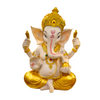 Lord Raja Ganesha Idol/ Statue/ Murti   – Golden Crown & Blessing Pose  | 16 x 10 x 20.5cm （6.3in x 3.94in x 8.07in） | GOD F104 - 9351235055534