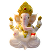 White Marble Look Ganesh Idol/ Statue/ Murti– Golden Crown Edition Idol  | 20*14*32CM (7.87in x 5.51in x 12.6in) | GOD 33444-1 - 9351235055121