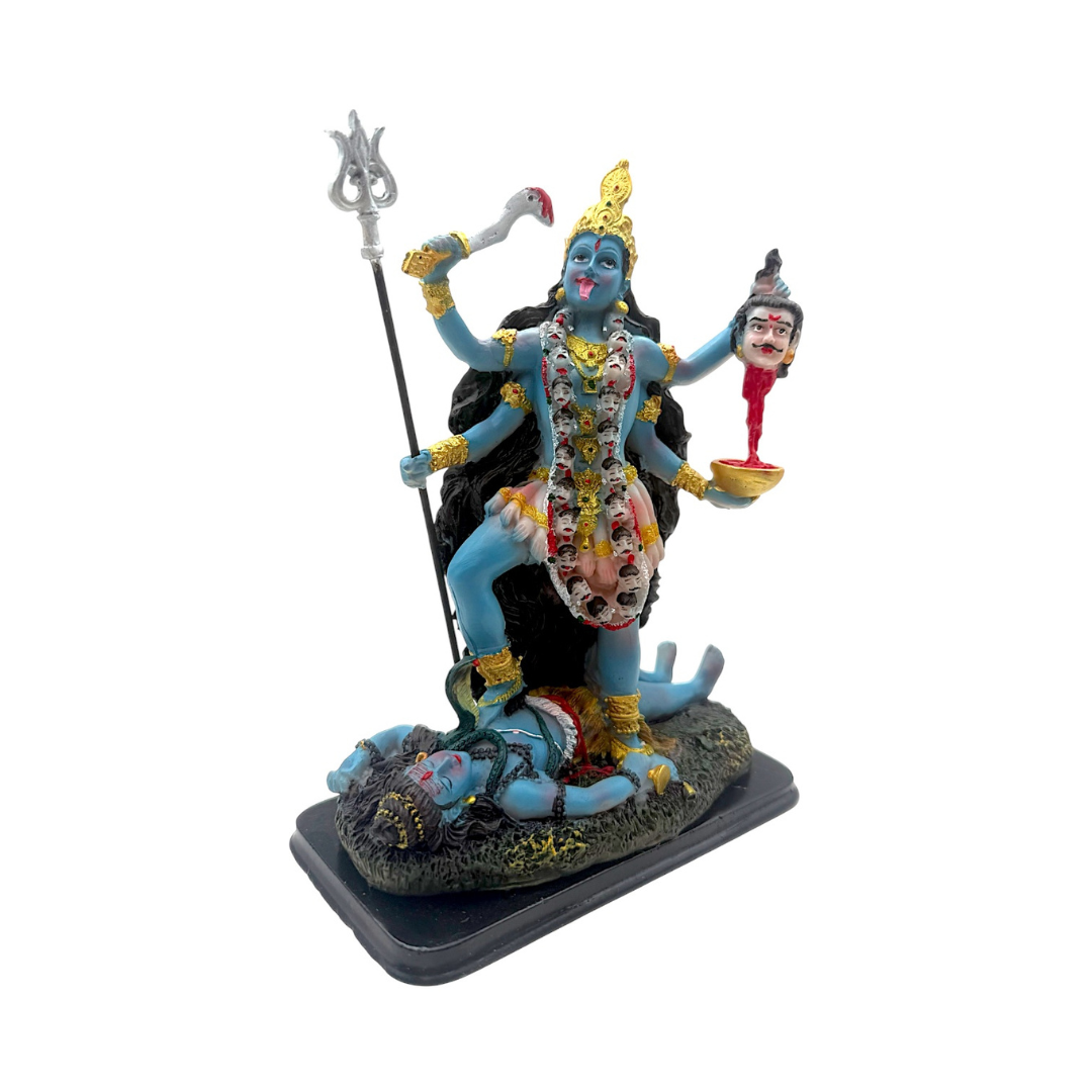 Kali Mata on Shiva – Shakti of Destruction and Liberation Idol/ Statue/Murti  | 17.5 x 9.5 x 22cm （6.89in x 3.74in x 8.66in） | GOD YXE275 - 9351235055329