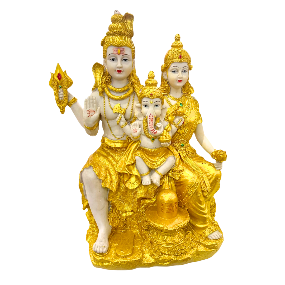 Shiv Parivar – Golden Family Blessings Edition Idol/ Statue/ Murti  | 23 x 15 x 37cm (9.06in x 5.91in x 14.57in） | GOD F112 - 9351235055619/ 6920251040355