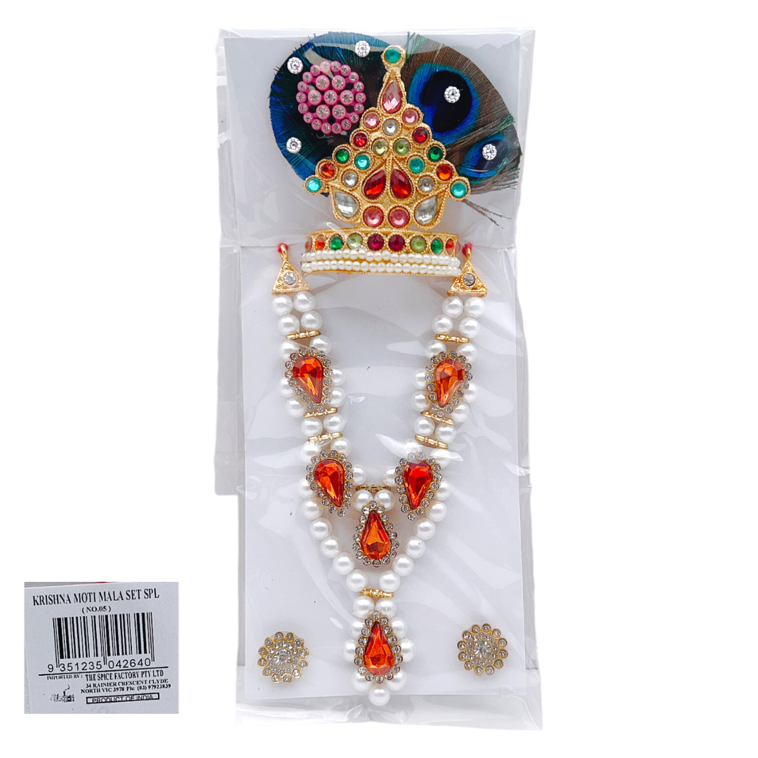 Shree Krishna Moti Mala Set/ Beads Mukut (No 6)- Special-9351235051277