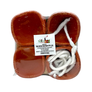 Clay Diya Char Mukhi Plain Small 4pc Set- 9351235058511