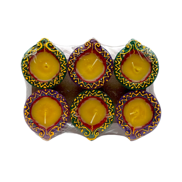Rangoli Style Decorative Diya (Set of 6)- 9351235051512