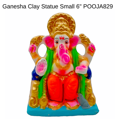 Ganesha Clay Statue Eco Friendly / Visarjan Statue 6"