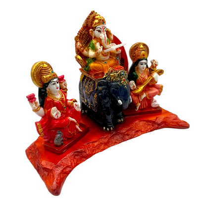 Laxmi Ganesh Saraswati Medium (9.5" X 4.5" X 7")-Statue/ idol/ Murti- 9351235049694/ 9351235023496