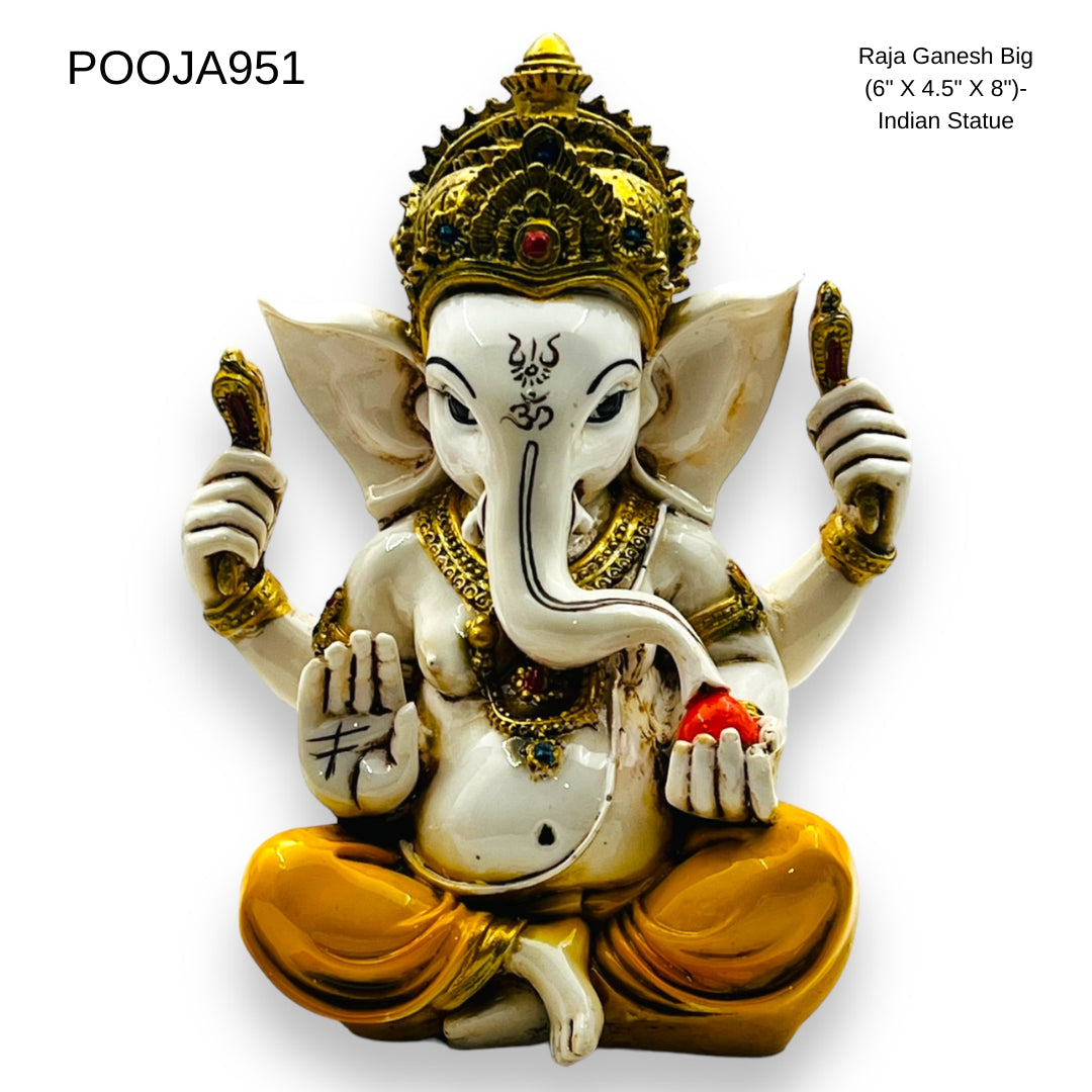 Raja Ganesh Medium- (Style-20)-(5.5'' x 3.5'' x 6'')-Statue/ Idol/ Murti
